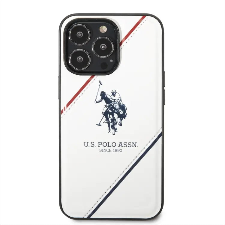 U.S. Polo Assn Double Horse Embossed Logo Protective PU Leather White Case